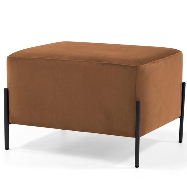 Puff Quadrado Decorativo Status 60x45 D02 Pés de Aço Veludo Telha C-262 - Lyam Decor