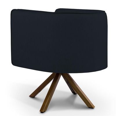 Kit 02 Poltronas Decorativa Base Giratória de Madeira Betina D02 Veludo Preto C-300 - Lyam Decor