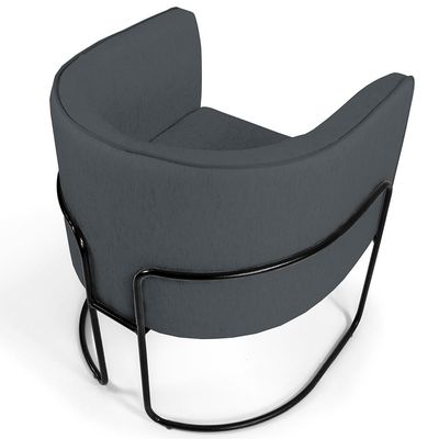 Poltrona Decorativa Fixa Base de Aço Preto Betina D02 Corano Cinza C-03 - Lyam Decor
