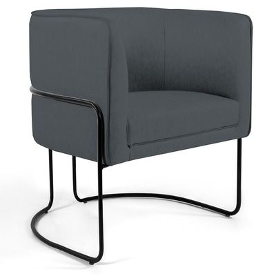 Kit 02 Poltronas Decorativas Fixa Base de Aço Preto Betina D02 Corano Cinza C-03 - Lyam Decor