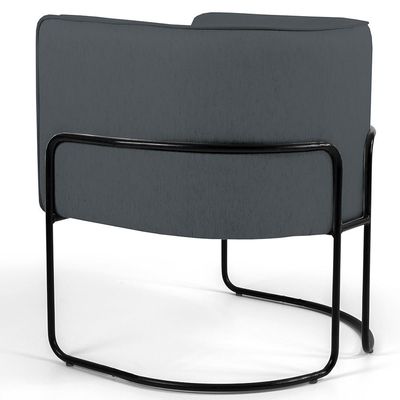 Kit 02 Poltronas Decorativas Fixa Base de Aço Preto Betina D02 Corano Cinza C-03 - Lyam Decor