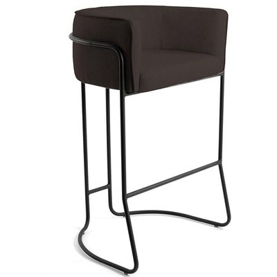 Kit 02 Banquetas Decorativas Fixa Base de Aço Preto Betina D02 Corano Marrom C-34 - Lyam Decor