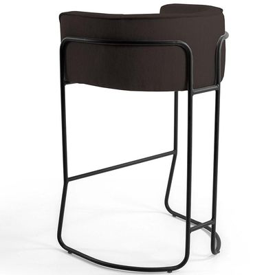 Kit 02 Banquetas Decorativas Fixa Base de Aço Preto Betina D02 Corano Marrom C-34 - Lyam Decor