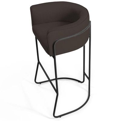 Banqueta Decorativa Fixa Base de Aço Preto Betina D02 Corano Marrom C-34- Lyam Decor