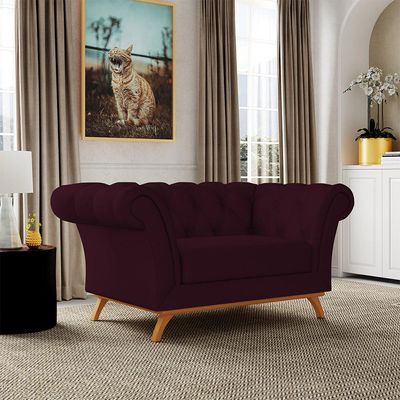 Sofá 2 Lugares Para Sala de Estar Império 150 cm D02 Veludo Roxo Grape C-292 - Lyam Decor