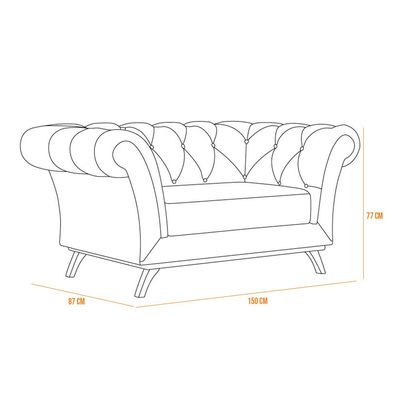Sofá 2 Lugares Para Sala de Estar Império 150 cm D02 Veludo Roxo Grape C-292 - Lyam Decor