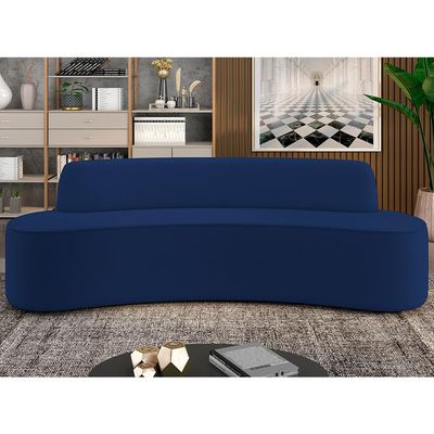 Sofá 4 Lugares Curvo Sala de Estar Living Cancún D02 Veludo Azul Marinho 230 cm C-304 - Lyam Decor