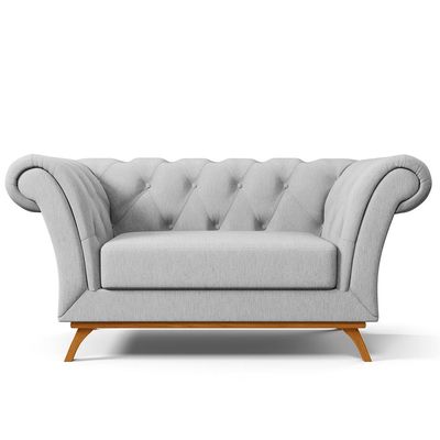 Sofá 2 Lugares Para Sala de Estar Império 150 cm D02 Linho Cinza D-315 - Lyam Decor