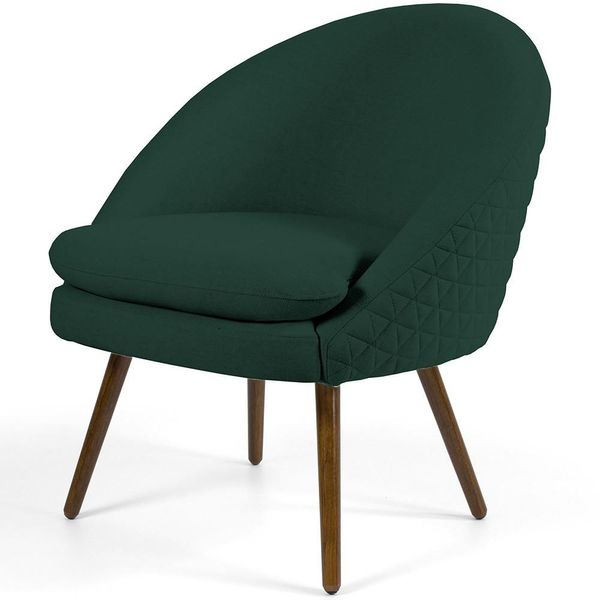 Poltrona Decorativa Fixa Pés Palito Rafa D02 Tressê Linho Verde Musgo C-117 - Lyam Decor