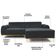 Sofá 5 Lugares com Chaise Direito Para Sala Molino 320 cm D02 Veludo Cinza C-317 - Lyam Decor