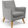 Poltrona Decorativa com Pés de Madeira Taroba D02 Linho Cinza Escuro C-416 - Lyam Decor