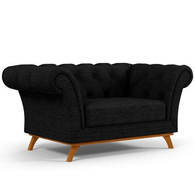 Sofá 2 Lugares Para Sala de Estar Império 150 cm D02 Linho Chumbo D-465 - Lyam Decor