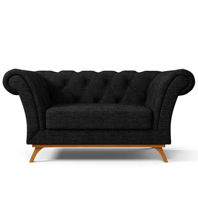 Sofá 2 Lugares Para Sala de Estar Império 150 cm D02 Linho Chumbo D-465 - Lyam Decor