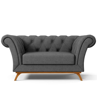 Sofá 2 Lugares Para Sala de Estar Império 150 cm D02 Linho Cinza Escuro C-416 - Lyam Decor