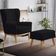Kit Poltrona Decorativa Milena D02 com Puff Viseo Veludo Preto C-300 - Lyam Decor