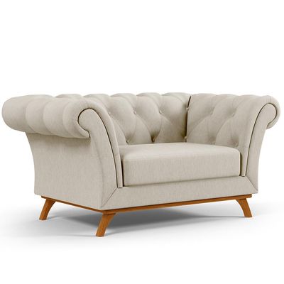 Sofá 2 Lugares Para Sala de Estar Império 150 cm D02 Linho Bege C-107 - Lyam Decor