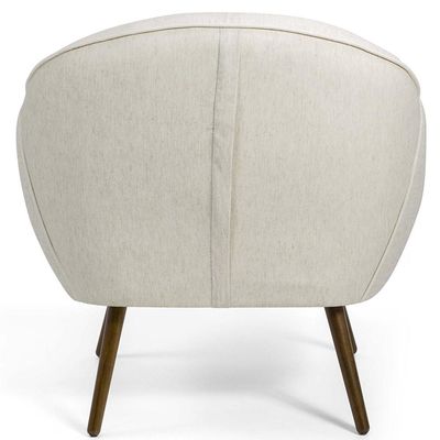 Poltrona Decorativa Fixa com Pés Palito Nina D02 Linho Bege B-298 - Lyam Decor