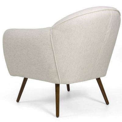 Poltrona Decorativa Fixa com Pés Palito Nina D02 Linho Bege B-298 - Lyam Decor