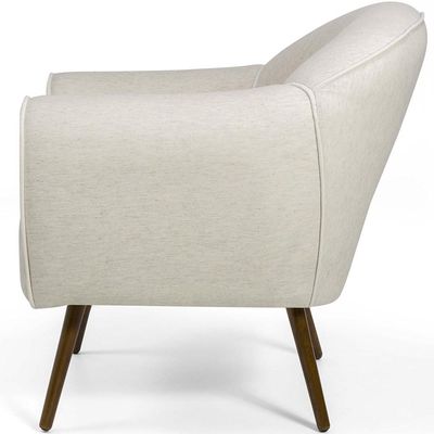 Poltrona Decorativa Fixa com Pés Palito Nina D02 Linho Bege B-298 - Lyam Decor