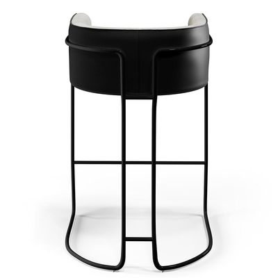 Banqueta Decorativa Fixa Base Aço Preto Betina D02 Linho Cinza D-315 Corano Preto B-97 - Lyam Decor