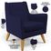 Poltrona Decorativa com Pés de Madeira Taroba D02 Veludo Azul Marinho C-304 - Lyam Decor