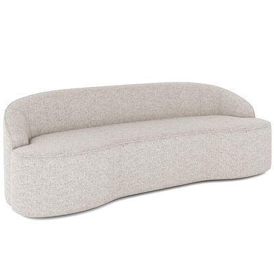 Sofá 3 Lugares Curvo Sala de Estar Living Lótus D02 Linho Cru 210 cm D-461 - Lyam Decor
