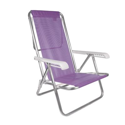 Kit 2 Cadeira Praia Reclinável 8 Posições Alumínio Mor Lilas