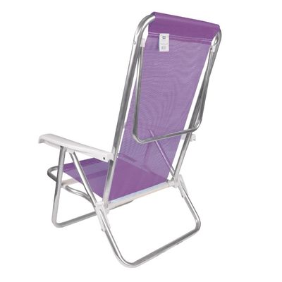 Kit 2 Cadeira Praia Reclinável 8 Posições Alumínio Mor Lilas