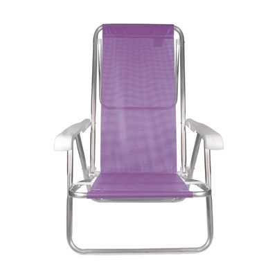 Kit 2 Cadeira Praia Reclinável 8 Posições Alumínio Mor Lilas
