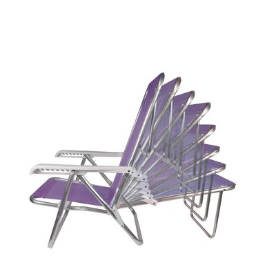 Kit 2 Cadeira Praia Reclinável 8 Posições Alumínio Mor Lilas