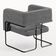 Poltrona Decorativa Scarlett D02 Base de Aço Preto Linho Cinza Escuro C-416 - Lyam Decor