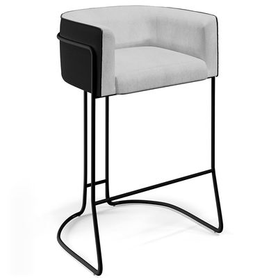 Kit 02 Banquetas Base de Aço Preto Betina D02 Linho Cinza D-315 Corano Preto B-97 - Lyam Decor