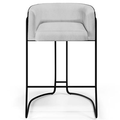 Kit 02 Banquetas Base de Aço Preto Betina D02 Linho Cinza D-315 Corano Preto B-97 - Lyam Decor