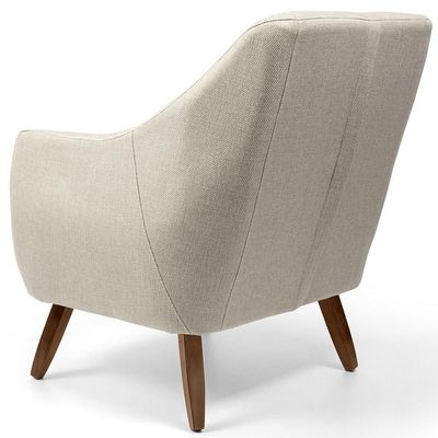 Poltrona Decorativa Fixa com Pés em Madeira Paloma D02 Linho Bege C-466 - Lyam Decor