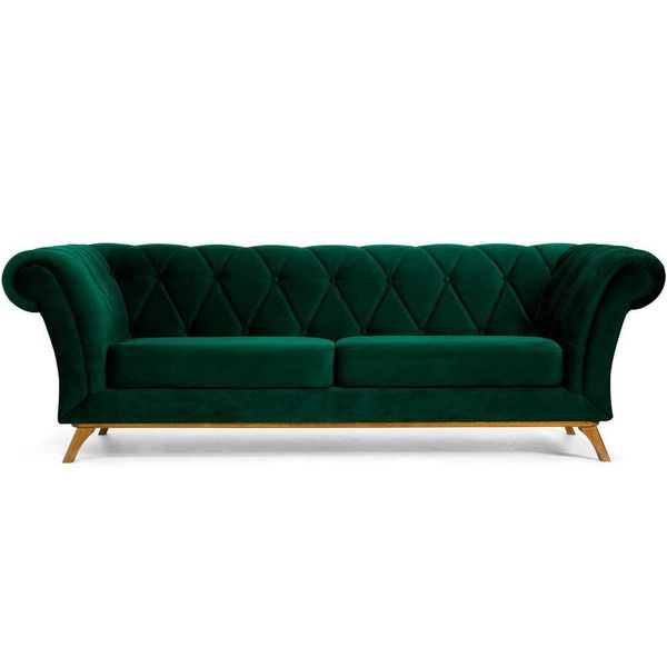 Sofá 4 Lugares Para Sala de Estar Império 260 cm D02 Veludo Verde Musgo C-303 - Lyam Decor Sofá 4 Lugares Para Sala de Estar Império 260 cm D02 Veludo Verde Musgo C-303 - Lyam Decor