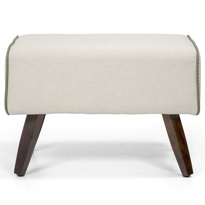 Puff Decorativo com Pés de Madeira Viseo D02 60 cm Linho Bege B-172 - Lyam Decor