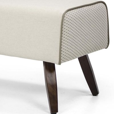 Puff Decorativo com Pés de Madeira Viseo D02 60 cm Linho Bege B-172 - Lyam Decor