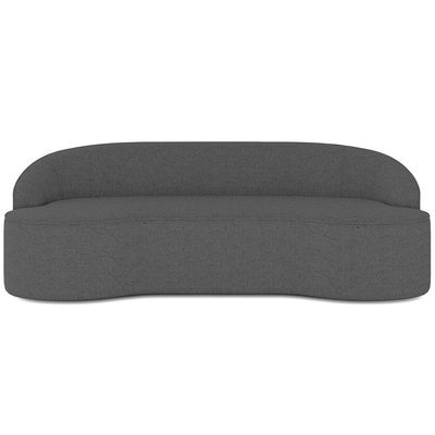 Sofá 3 Lugares Curvo Sala de Estar Living Lótus D02 Linho Cinza Escuro 210 cm C-416 - Lyam Decor