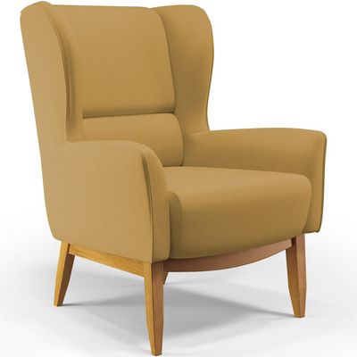 Poltrona Decorativa Fixa Base de Madeira Milena D02 Veludo Mostarda C-260 - Lyam Decor