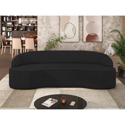 Sofá 4 Lugares Curvo Sala de Estar Living Lótus D02 Linho Chumbo 260 cm D-465 - Lyam Decor