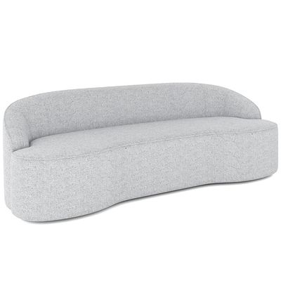 Sofá 3 Lugares Curvo Sala de Estar Living Lótus D02 Linho Cinza 180 cm D-315 - Lyam Decor