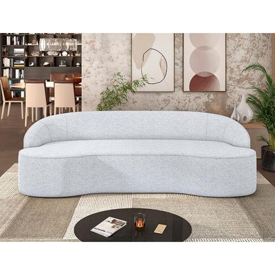 Sofá 3 Lugares Curvo Sala de Estar Living Lótus D02 Linho Cinza 210 cm D-315 - Lyam Decor