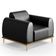Kit Sofá 3 Lugares 180cm Com 2 Poltronas Molino Pés D'ouro D02 Couríssimo Preto B-159 - Lyam Decor