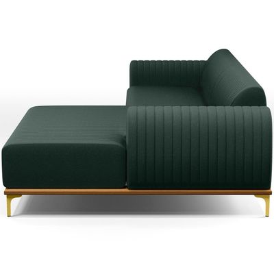 Sofá 5 Lugares com Chaise Direito Sala Estar Molino 320cm D02 Linho Verde Musgo C-117 - Lyam Decor