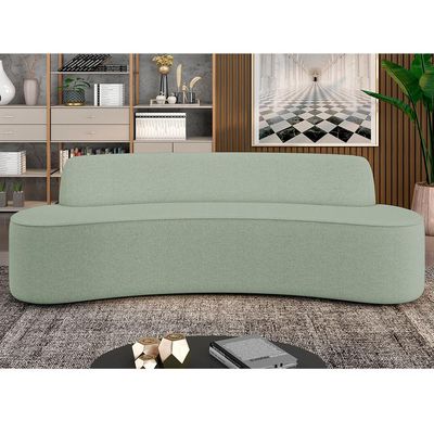 Sofá 4 Lugares Curvo Sala de Estar Living Cancún D02 Linho Verde 260 cm D-477 - Lyam Decor