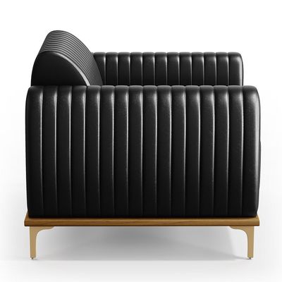 Poltrona Decorativa Base De Madeira Pés Metalizado D'Ouro Molino D02 Corano Preto B-159 - Lyam Decor