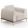Kit Sofá 3 Lugares 210cm Com 2 Poltronas Molino Pés D'ouro D02 Linho Cru C-443 - Lyam Decor