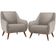 Kit 02 Poltronas Decorativa Fixa Pés de Madeira Paloma D02 Linho Bege C-107 - Lyam Decor