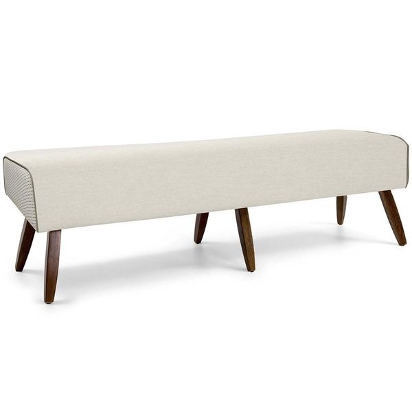 Recamier Decorativo com Pés de Madeira Viseo D02 160 cm Linho Bege B-172 - Lyam Decor