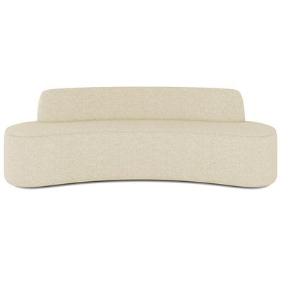 Sofá 3 Lugares Curvo Sala de Estar Living Cancún D02 Linho Bege 210 cm D-463 - Lyam Decor